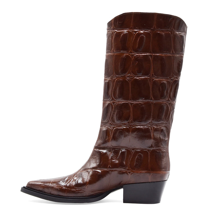 Texani Matteo Pitti Donna M820 Vera Pelle Cocco Testa Di Moro