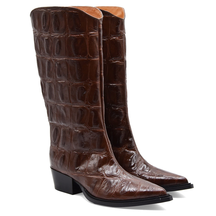 Texani Matteo Pitti Donna M820 Vera Pelle Cocco Testa Di Moro
