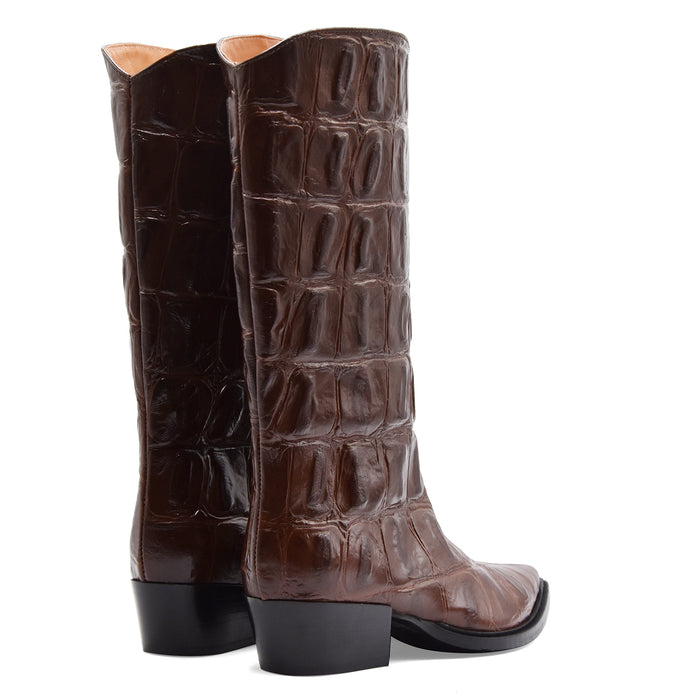 Texani Matteo Pitti Donna M820 Vera Pelle Cocco Testa Di Moro