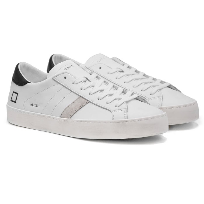 D.A.T.E. Uomo Hill Low Sneakers Bianco Tallone Nero A Contrasto