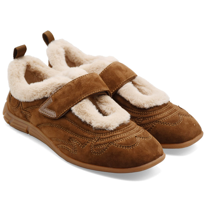 Sneakers Ash Magda Fur Donna Camoscio Pelliccia Chestnut Eggnug