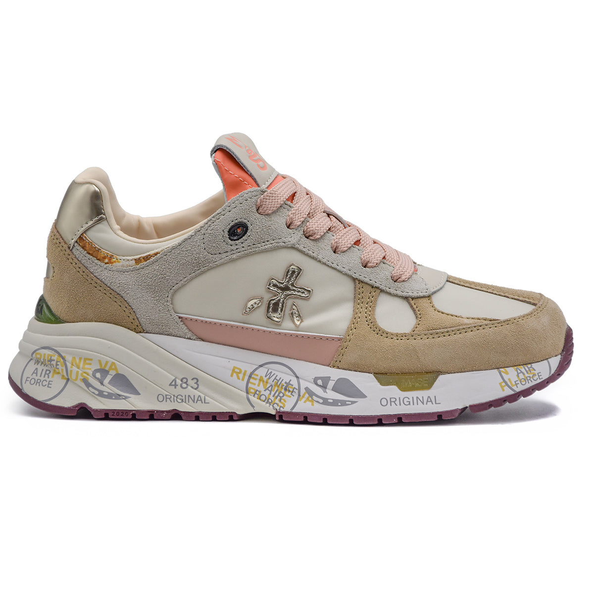 Premiata Sneakers Donna Mase 7397 Beige With Bright Details