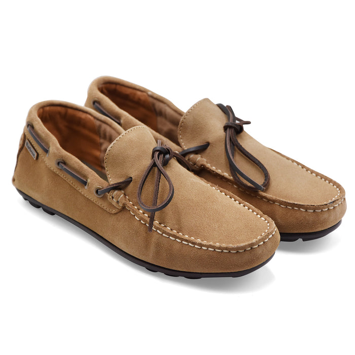 Allacciata Uomo Barbour Courage Driving Shoe In Camoscio Beige