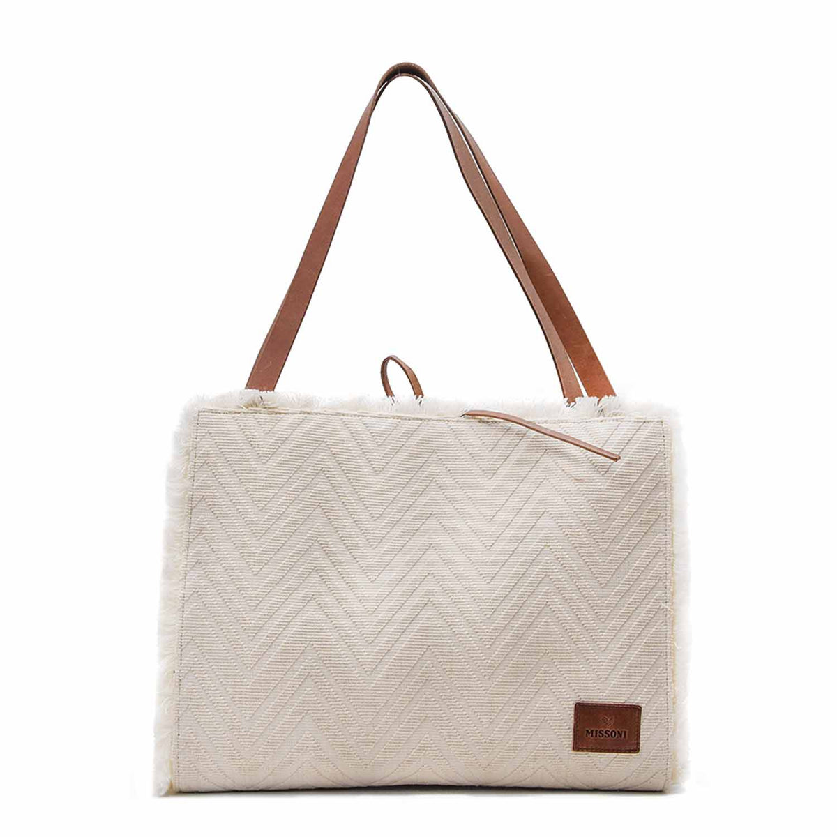 MISSONIバック　イタリア製 Missoni Zigzag Large leather-trimmed raffia tote bag Missoni