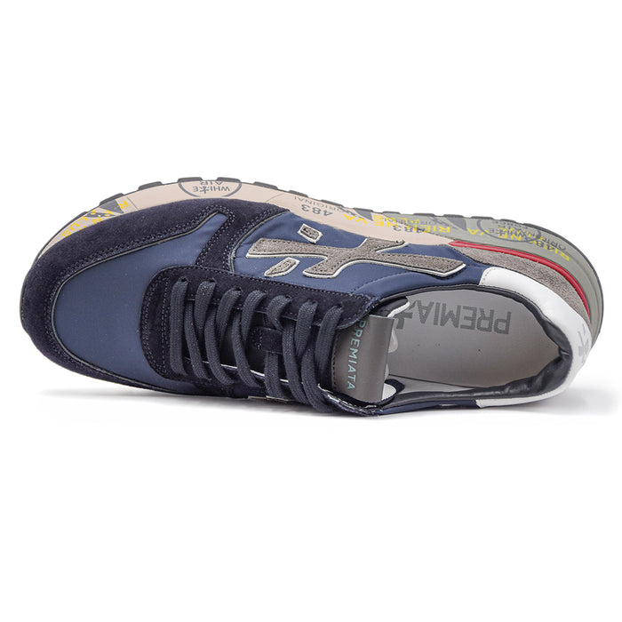 Premiata Mich 6421 Uomo Sneakers Blu Con Maxi Logo A Contrasto