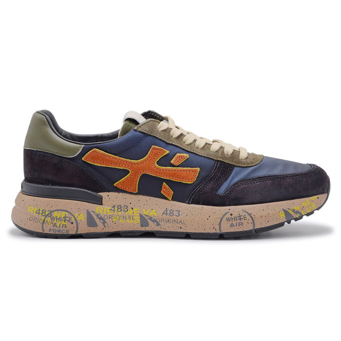 Sneakers Premiata Mick 7721 Uomo Blu Logo Laterale Arancione