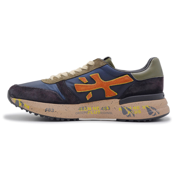 Sneakers Premiata Mick 7721 Uomo Blu Logo Laterale Arancione