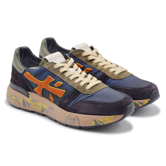 Sneakers Premiata Mick 7721 Uomo Blu Logo Laterale Arancione