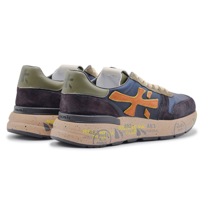 Sneakers Premiata Mick 7721 Uomo Blu Logo Laterale Arancione