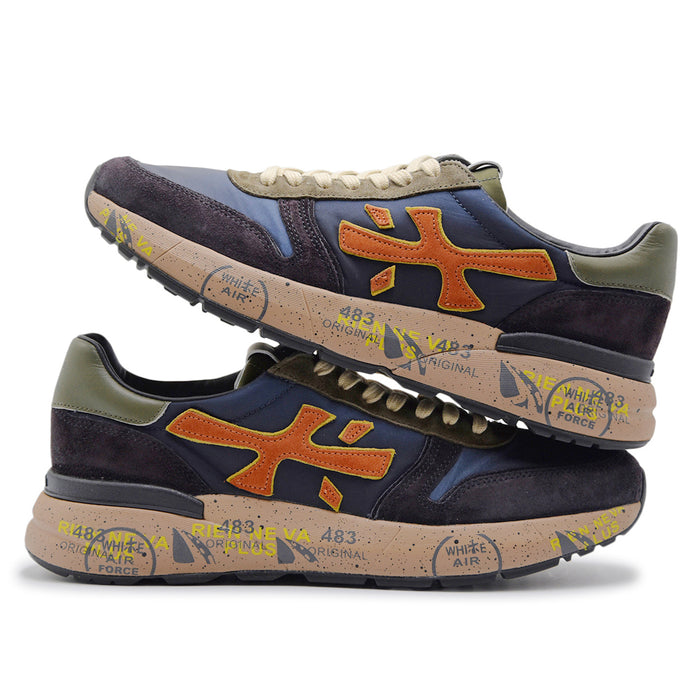 Sneakers Premiata Mick 7721 Uomo Blu Logo Laterale Arancione