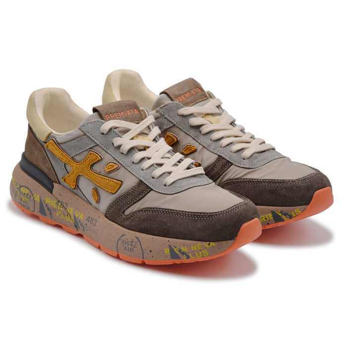 Sneakers Premiata Uomo Mick 7866 Marrone Taupe Contrasti Colore
