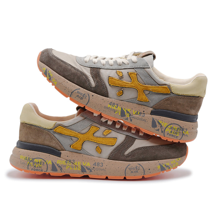 Sneakers Premiata Uomo Mick 7866 Marrone Taupe Contrasti Colore