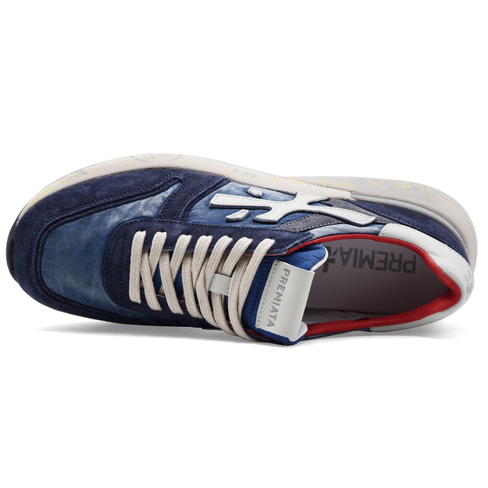 Sneakers Premiata Uomo Mick 8006 Tessuto Suede Blu Stonewashed