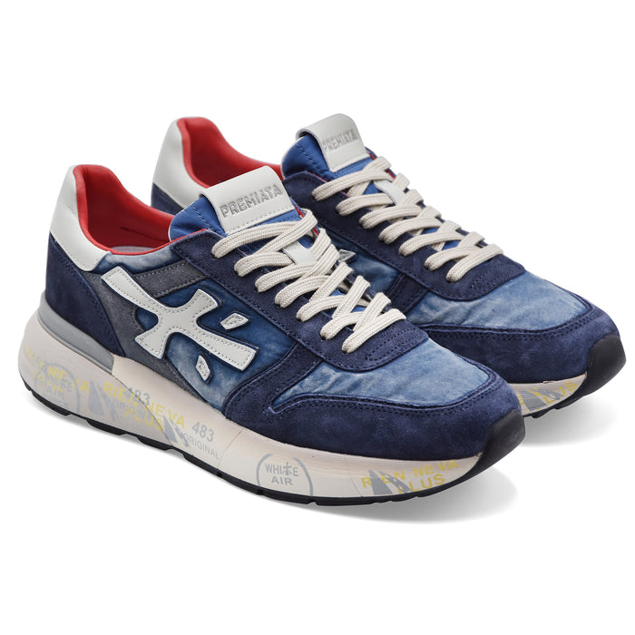 Sneakers Premiata Uomo Mick 8006 Tessuto Suede Blu Stonewashed