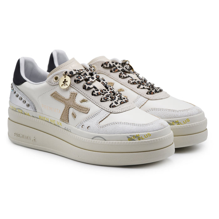 Sneakers Premiata Micol 7751 Donna Beige Suola Doppio Strato