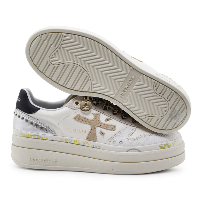 Sneakers Premiata Micol 7751 Donna Beige Suola Doppio Strato