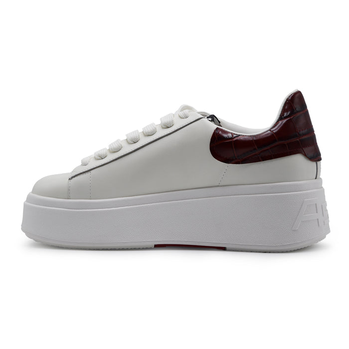 Sneakers Ash Donna Moby 04 Bianco Con Talloncino Cocco Bordeaux