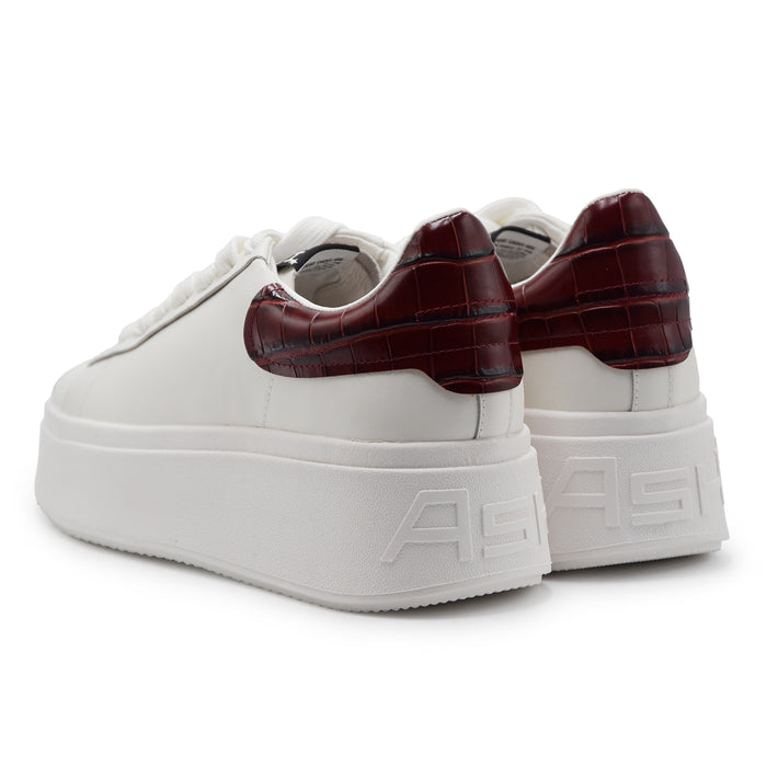 Sneakers Ash Donna Moby 04 Bianco Con Talloncino Cocco Bordeaux