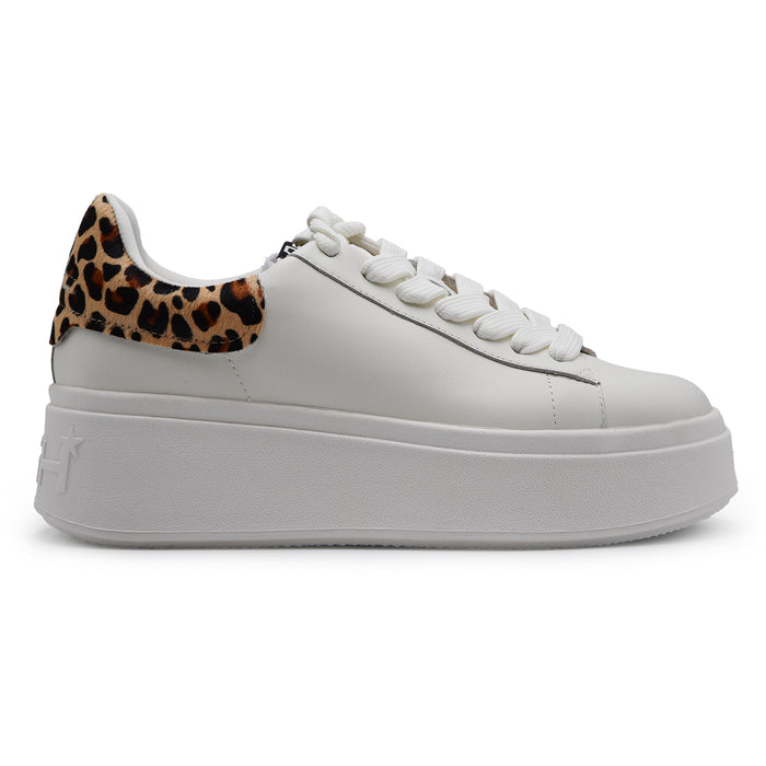 Sneakers Ash Donna Moby 04 Pelle Bianca Talloncino Leopardato