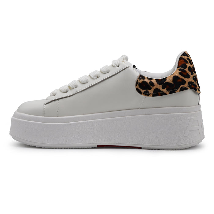 Sneakers Ash Donna Moby 04 Pelle Bianca Talloncino Leopardato