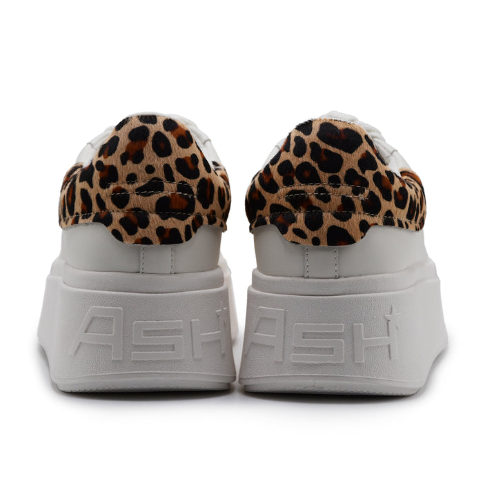 Sneakers Ash Donna Moby 04 Pelle Bianca Talloncino Leopardato