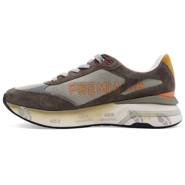 Men's Premiata Moerun 7871 Taupe Iconic Side Logo Sneakers