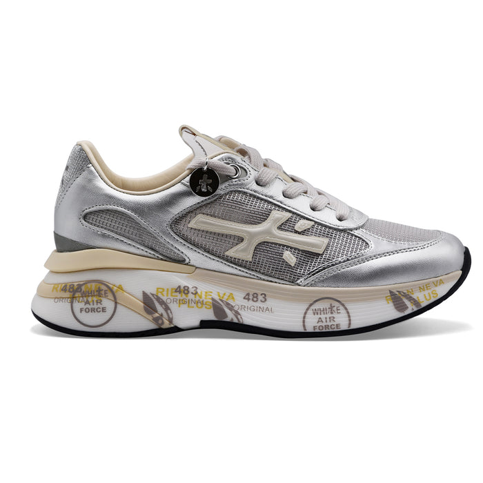 Premiata Sneakers Donna MOERUND 8084 Pelle E Tessuto Argento