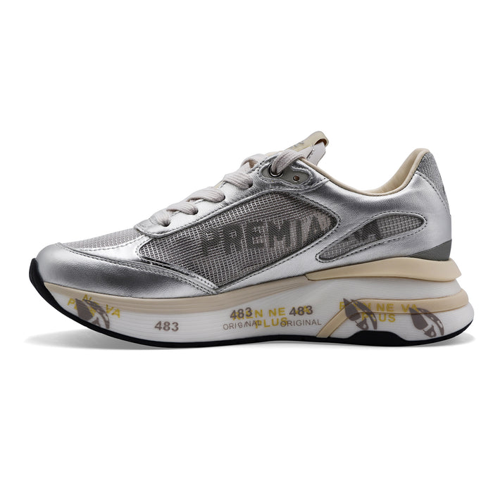 Premiata Sneakers Donna MOERUND 8084 Pelle E Tessuto Argento