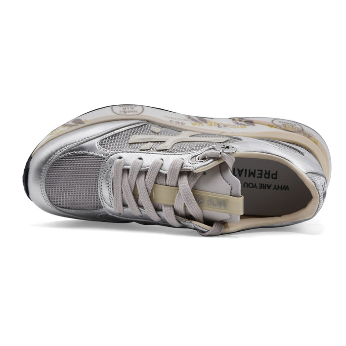 Premiata Sneakers Donna MOERUND 8084 Pelle E Tessuto Argento