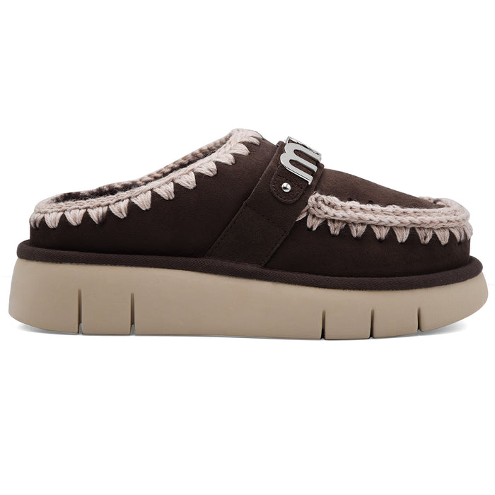 Sabot Mou Donna Bounce Clog Pelle Scamosciata Marrone Con Logo