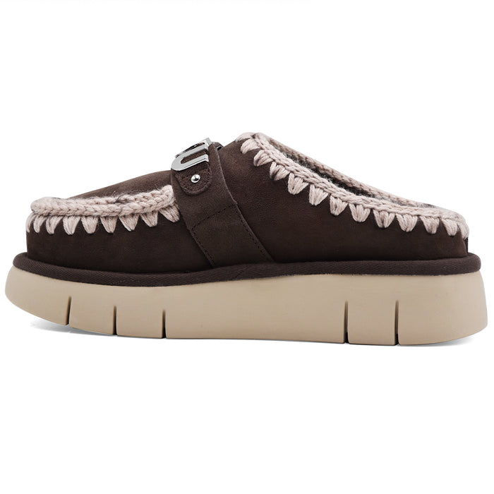 Sabot Mou Donna Bounce Clog Pelle Scamosciata Marrone Con Logo