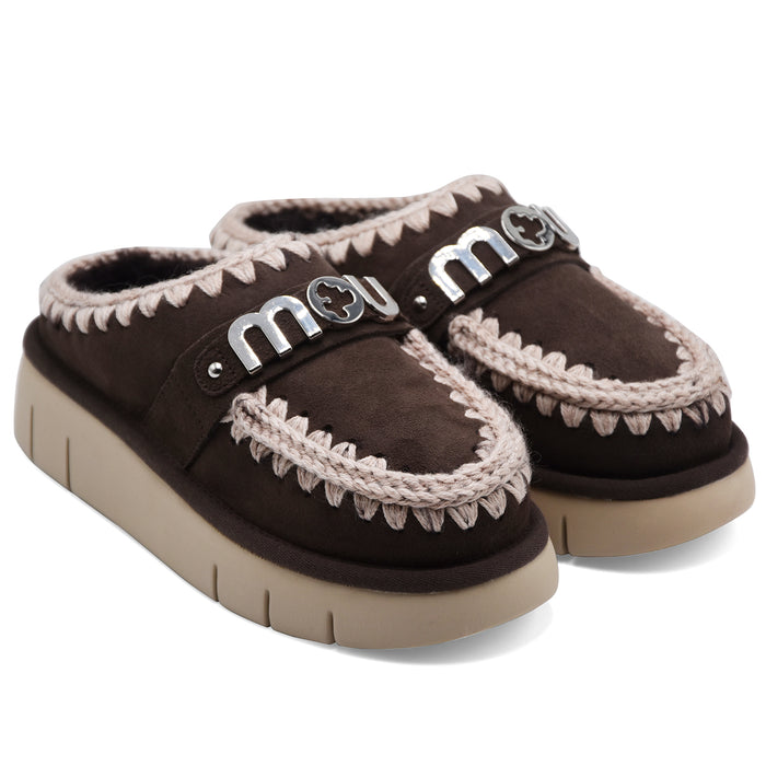 Sabot Mou Donna Bounce Clog Pelle Scamosciata Marrone Con Logo