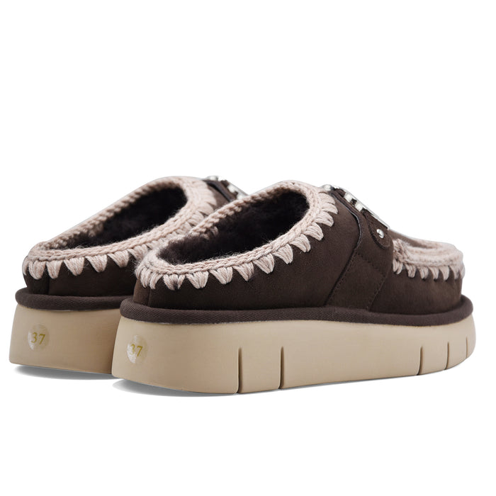 Sabot Mou Donna Bounce Clog Pelle Scamosciata Marrone Con Logo
