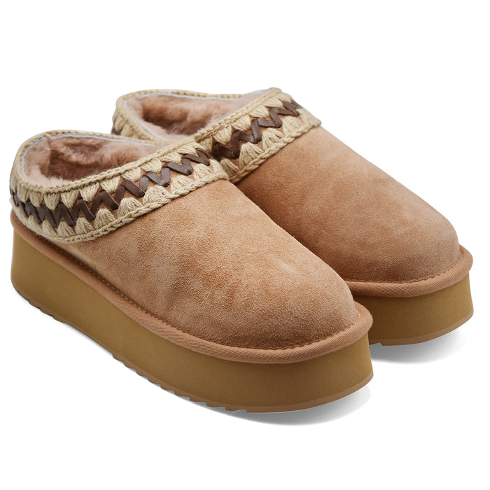 Mou Women's Platform Clog in Savana Suede, Warm and Fashionable