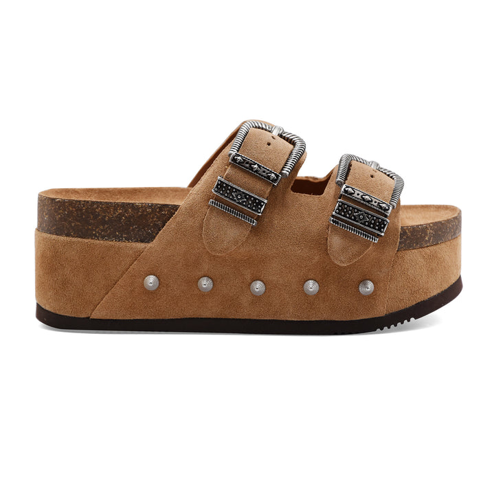 Sandali Ash Mystic Donna Pelle Scamosciata Moka Mou Con Zeppa
