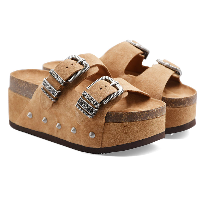 Sandali Ash Mystic Donna Pelle Scamosciata Moka Mou Con Zeppa