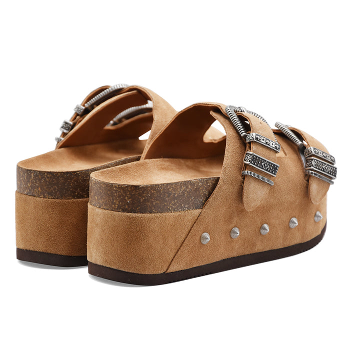Sandali Ash Mystic Donna Pelle Scamosciata Moka Mou Con Zeppa