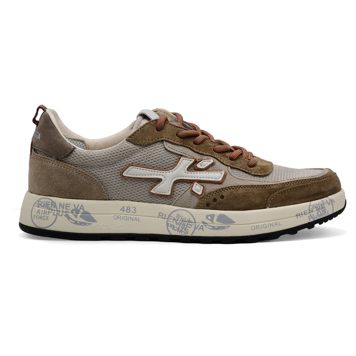 Sneakers Uomo Premiata Nous 7724 Bianco Marrone Stile Sportivo