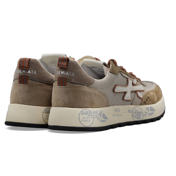 Sneakers Uomo Premiata Nous 7724 Bianco Marrone Stile Sportivo