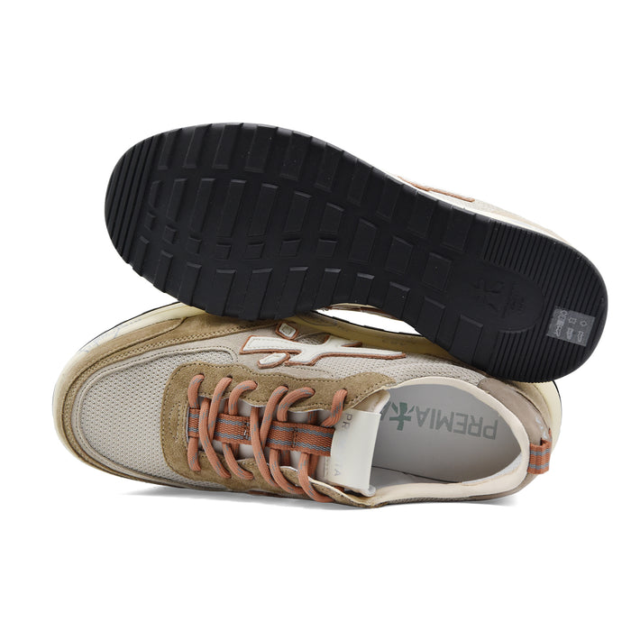 Sneakers Uomo Premiata Nous 7724 Bianco Marrone Stile Sportivo