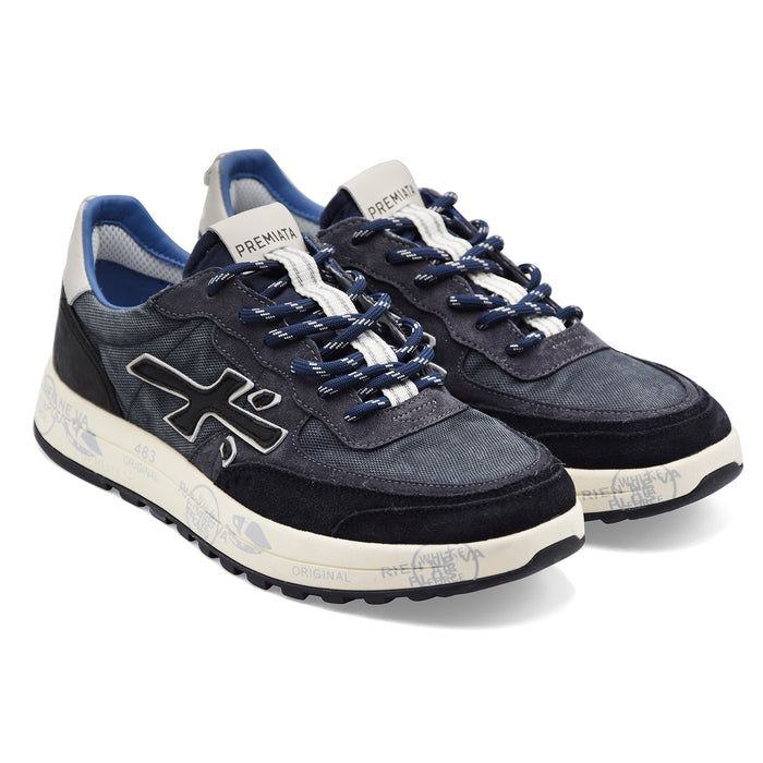 Sneakers Uomo Premiata Nous 7726 Pelle Scamosciata Tessuto Blu