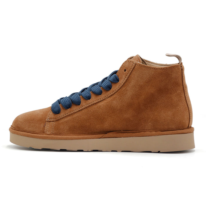Polacchini Panchic P001 Uomo Suede Cognac Lacci Blu Con Cuciture
