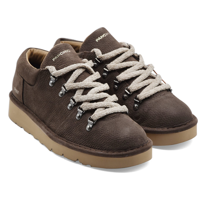 Allacciata Panchic P007 Clay Uomo Nabuk Caffè Con Lacci Beige