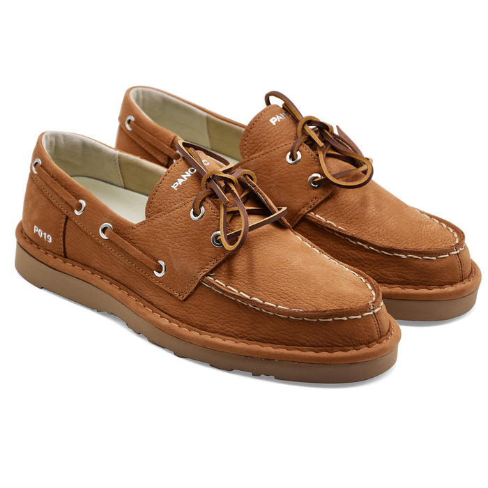 Scarpe Da Barca Panchic Uomo Nubuck Tonalità Cammello P019LACE-UP