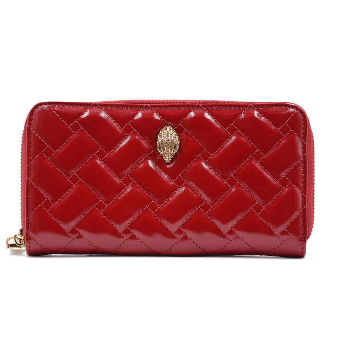 Kurt Geiger Zip Around Wallet in Red Quilted Leather