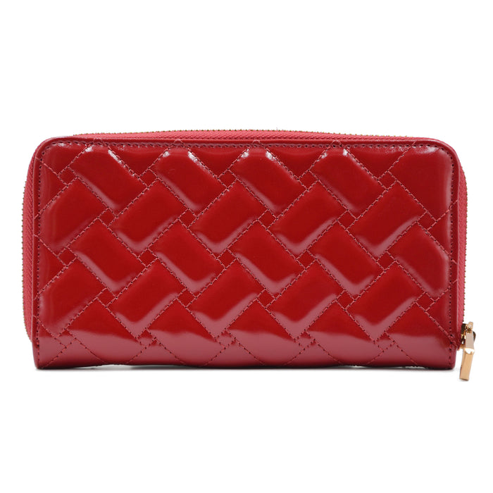 Kurt Geiger Zip Around Wallet in Red Quilted Leather