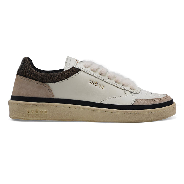 Sneakers Uomo Ghoud PBLM AR01 Bianco E Pelle Scamosciata Beige