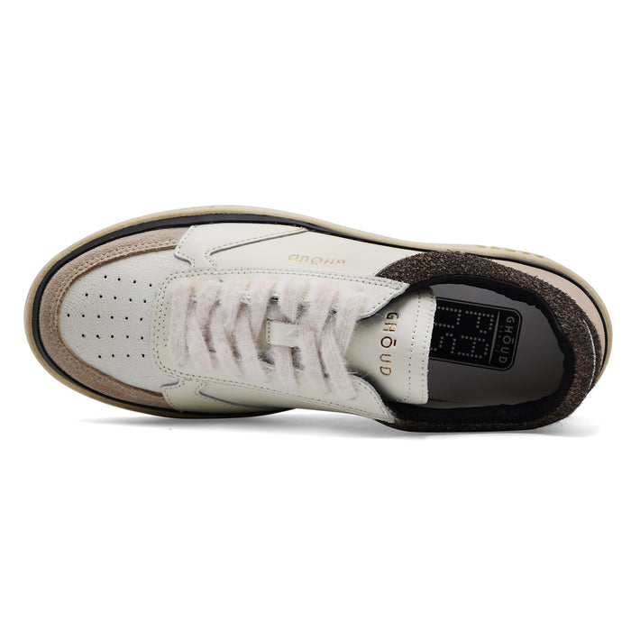 Sneakers Uomo Ghoud PBLM AR01 Bianco E Pelle Scamosciata Beige