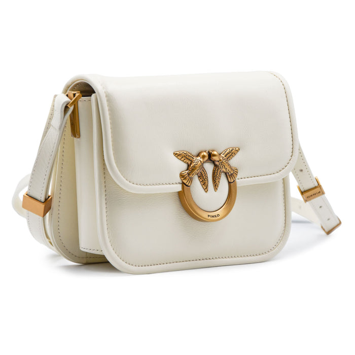 Borsa Pinko Donna Bianco Con Dettagli Oro "LOVE BOXBAG FL MINI"