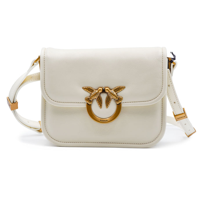 Borsa Pinko Donna Bianco Con Dettagli Oro "LOVE BOXBAG FL MINI"
